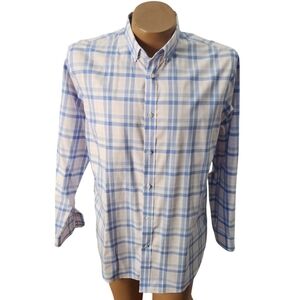 Ryan Seacrest Distinction Long‎ Sleeve Pastel Plaid  Size 17  34/35